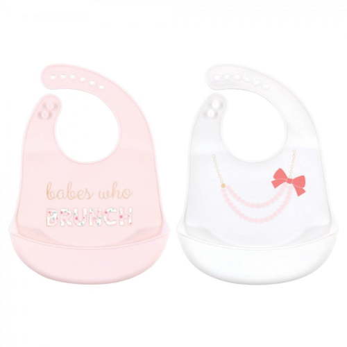 Little Treasure Baby Girl Silicone Bibs 2pk, Brunch, One Size