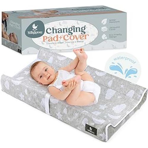 Waterproof Baby Changing Pad | Contoured Non Slip Infant Table Topper Changer Mat with Security Straps for Changing Table | Cozy Breathable Washable Diaper Change Table Pad for Babies by Babylicious