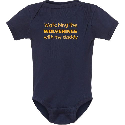 Campus Originals Watching the Wolverines with My Daddy Baby Boy Bodysuit Outfit Romper Gift