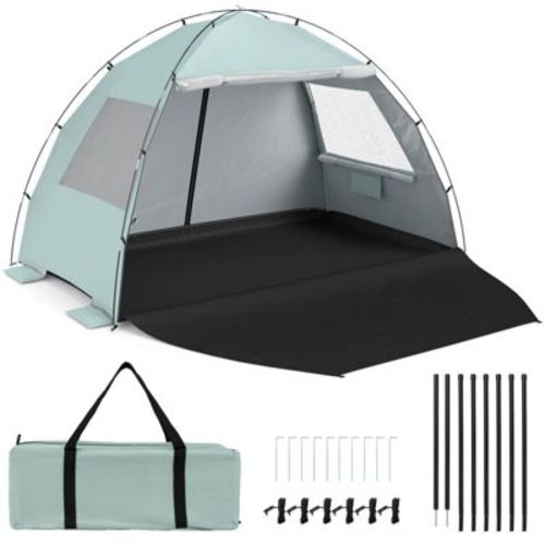 Costway Beach Tent Sun Shelter with Canopy 5-6 Person UPF50+ Sun Protection Green