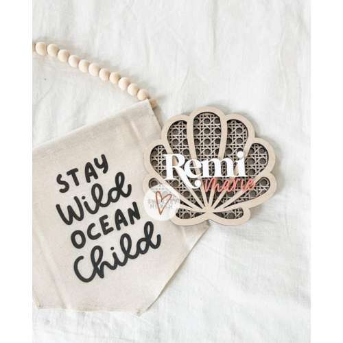 Sea shell name sign | make waves | little mermaid | little surfer | cane seashell | birth announcement | ocean announcement | beach nursery