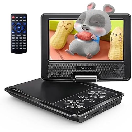 YOTON 9.5" Portable DVD Player for Kids and Car, 7.5" Swivel HD Screen with 4-6 Hours Built-in Battery, Support Sync Screen to TV, Support SD Card/USB/Multiple Disc Formats
