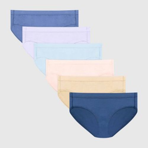 Hanes Women's 6pk Pure Comfort Organic Cotton Hipster Underwear - Colors May Vary 8: Lightweight Knit, Mid Rise