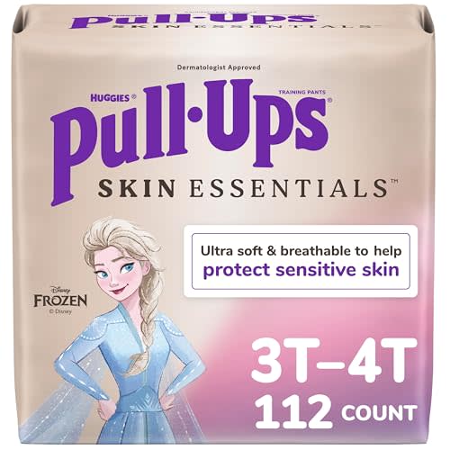 Pull-Ups Girls' Skin Essentials Potty Training Pants, Training Underwear, 3T-4T (32-40 lbs), 112 Ct (4 Packs of 28)