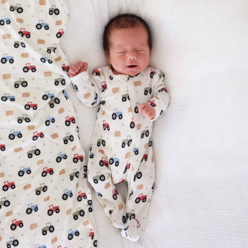 Little Farmer Bamboo Waffle Zipper Footie