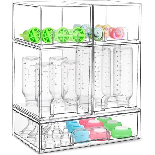 Baby Bottle Organizer for Countertop, Food-grade Stackable Acrylic Storage