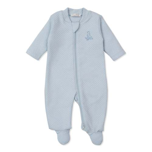 Giraffe Grace Blue Jacquard Zip Footie (0-3 M)