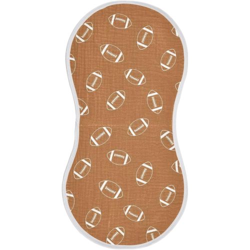 1 Pack Muslin Burp Cloths Football Brown Cotton Baby Burp Cloths Absorbent Burping Cloth Soft Spit Up Rags for Newborn Babies Boys Girls 22x11 Inch
