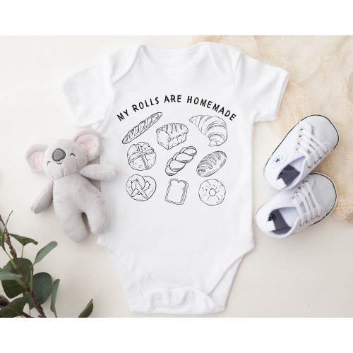 funny bread bodysuit for baby announcement pregnancy reveal baby shower present for baker my rolls are homemade outfit for baking with baby