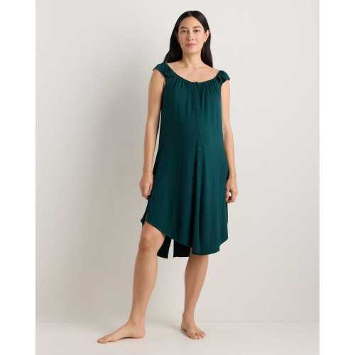 Bamboo Jersey Flutter Sleeve Labor and Delivery Gown - Maternity in Nocturnal Green