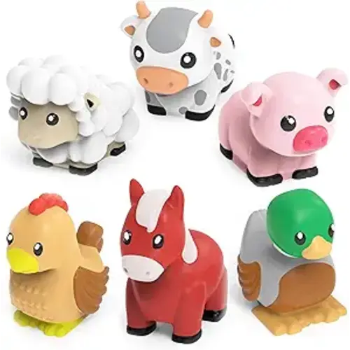 Tub Works® Barnyard™ Mold Free Bath Toys, 6 Pack | Sealed, No Hole Bath Toys Design Keeps Moisture Out | Soft, Squeezable & Float on Water | Farm Animals Baby & Toddler Bathtub Toys | Baby Pool Toys