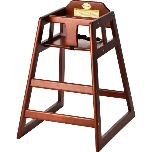 Alpine Wooden Restaurant High Chair for Babies and Toddlers - Commercial Grade Stackable Solid Wood Baby Feeding Chair - Space Saving Seating for Restaurants, Cafes and Home Dining (Mahagony)