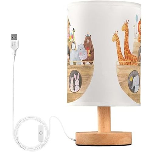 Cute Noah's Ark Animals Table Lamps Desk Lamps Giraffe Lion Rabbit Small Nightstand Lamps Side Table Lamp for Bedroom Living Room Office Dorm Night Light Decor