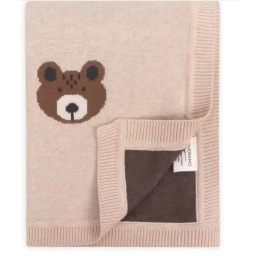 Brown Bear Knit Baby Blanket
