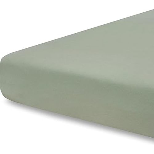 Pobibaby - Single Solid Premium Fitted Baby Crib Sheets for Standard Crib Mattress - Ultra-Soft Cotton Blend, Safe and Snug, and Stylish Solid Crib Sheet (Sage Green)