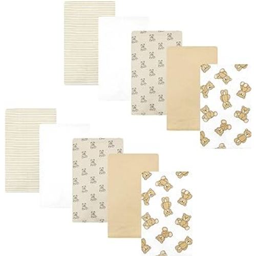 Hudson Baby Unisex Baby Cotton Flannel Burp Cloths, Teddy Bears 10 Pack, One Size