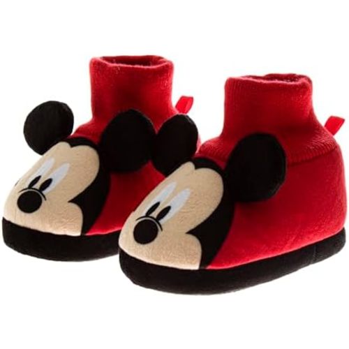 Disney Baby Shoes Mickey Minnie Winnie Newborn Shoe - First Steps Warm Sock Crib Slippers (Sizes: 2-4 Infant)