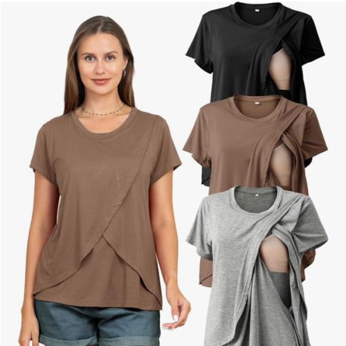 Rnxrbb 3 Pack Nursing Tops for Women Maternity Breastfeeding Shirts