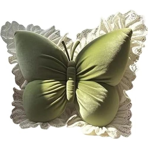 Butterfly Sofa Pillow Animal Floor Reading Pillow Car Cushion (Green, 50cm)