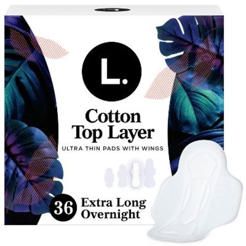 L. Organic Cotton Top Layer Ultra Thin Pads - Overnight Absorbency - 36ct