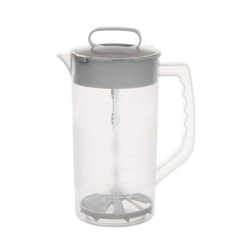 Mixing Pitcher for Drinks, 2 Quart/ 64oz Plastic Water Pitcher with Lid, Angled Plastic Blades and Adjustable Mixer Plunger for Juice, Powdered Milk, Beverage Container