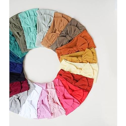 Prohouse 20PCS Baby Nylon Headbands Hairbands Hair Bow Elastics for Baby Girls Newborn Infant Toddlers Kids