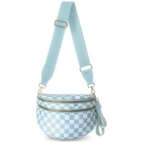 Emmafy GoFree -The RoomiestCrossbody for Women, Roomy Checkered Nylon Purse, Travel Hobo & Bum Bag