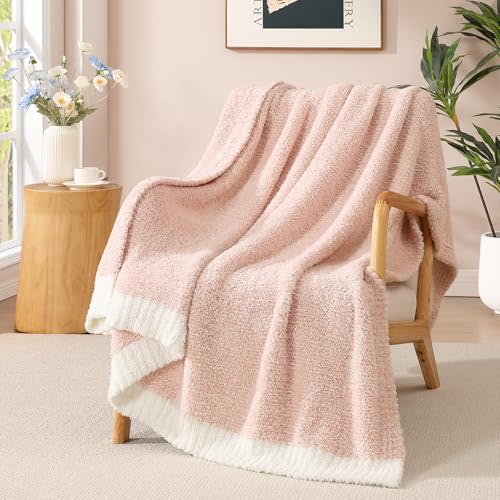 WRENSONGE Throw Blanket Cationic Dyeing Pink Soft Cozy Fluffy Warm Hand Made Throw Blankets for Couch, Sofa, Chair, Bed, Camping, Picnic, Travel Lightweight Bed Blanket - 50"*60"