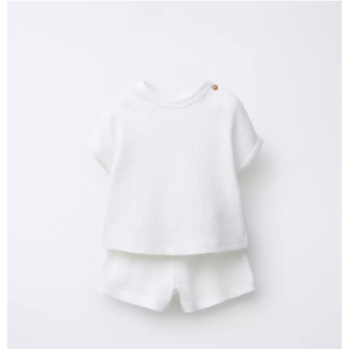 PLAIN WAFFLE T-SHIRT AND BERMUDA SET - Oyster-white | ZARA United States