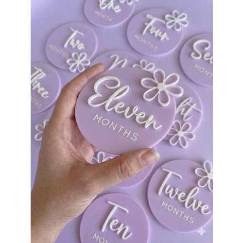 Baby Milestone Discs Set | Bilingual Monthly Photo Props (1-12 Months)