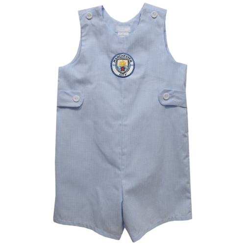 Manchester City Vive La Fete Infant Gingham Jon Jon Romper - Sky Blue