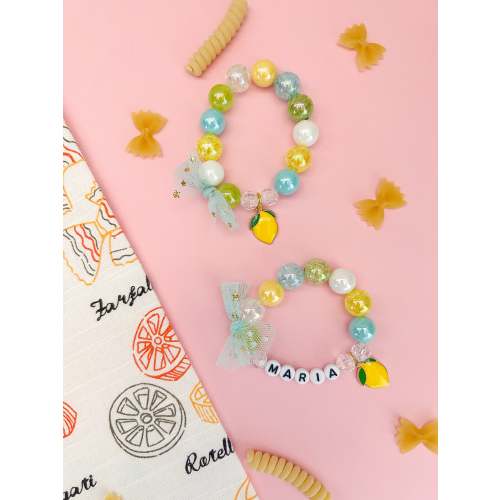 Amalfi Coast Lemon Beaded Charm Bracelet Personalized