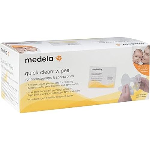 Medela Quick Clean Breast Pump And Accessory Wipes, 40 Count, Individually Wrapped Convenient And Hygienic On-The-Go Cleaning Of Tables, Countertops, Chairs, And More