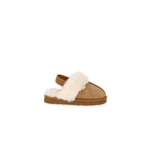Pawz Girls Faux Shearling Slippers with Slingback Strap