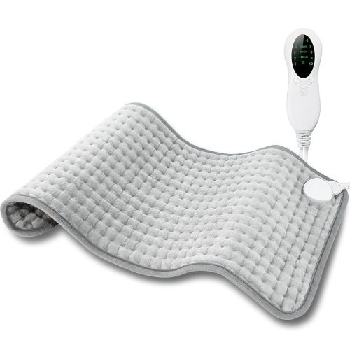 Heating Pad for Period Cramps & Back Pain Relief, LANVA Christmas Gifts for Women Men Mom Dad, Electric Heat Pad for Neck, Shoulder, Knee, 10 Heat Settings, Auto-Off, ETL Certified, 12"x24", Gray