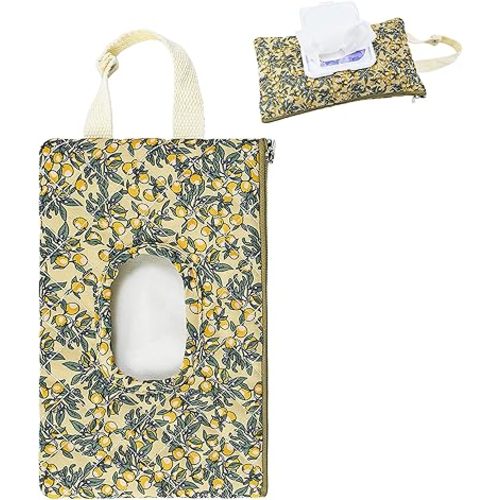 Portable Quilted Baby Wipe Holder, Floral Wipes Pouch for Stroller, Diaper Bag and Travel