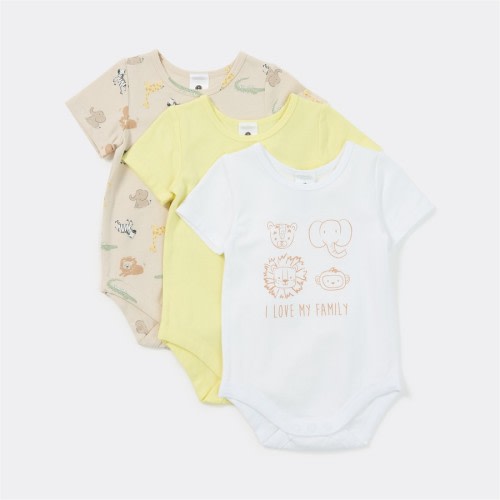 Dymples Baby Bodysuit 3 Pack - Yellow & White - Size 000