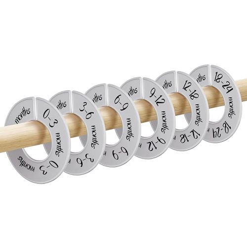 Pro Goleem Baby Closet Dividers Gray Baby Closet Organizer for Nursery Baby Clothes Size Age Dividers Fits 1.5" Rod 6 PCS