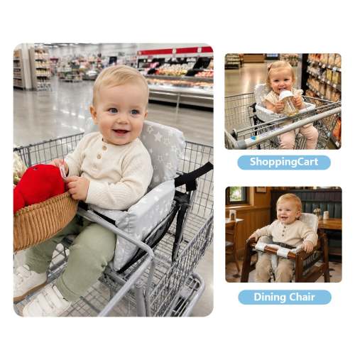 3-in-1 Baby Shopping Cart Cover Booster Seat for Dining Travel High Chair Swing