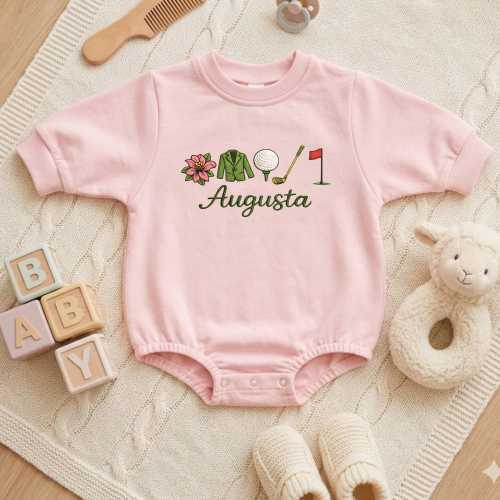 Augusta Golf Icons Embroidered Baby Onesie Masters Inspired Golf Bodysuit, Classic Golf Baby Outfit, Unique Baby Boy Golfer Gift