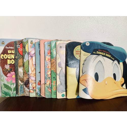 A collection of vintage Little Golden Shape Books, nursery decor, vintage childrens books