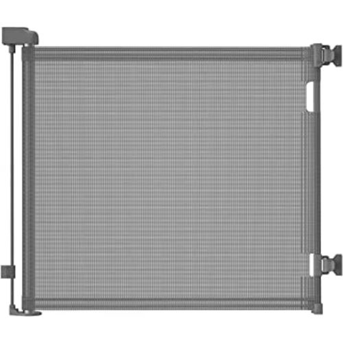 Retractable Baby Gate,Mesh Baby Gate or Mesh Dog Gate,33" Tall,Extends up to 55" Wide,Child Safety Gate for Doorways, Stairs, Hallways, Indoor/Outdoor（Grey,33"x55"