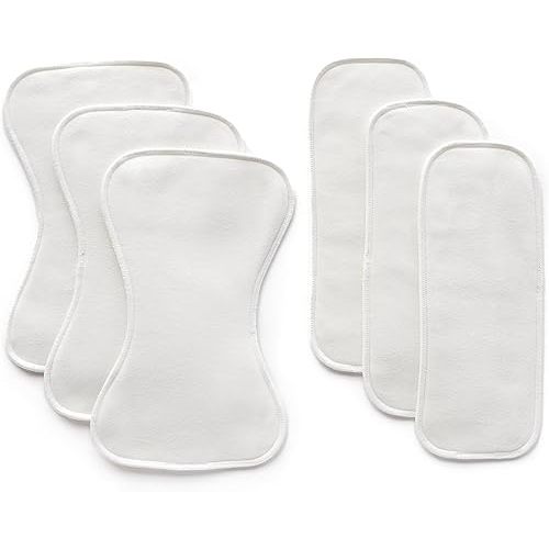 Esembly Ultra Absorbent Overnight Hemp Cloth Diaper Booster Inserts with Stay-Dry Fleece – Reusable Nighttime Doublers for Heavy Wetters – Size 1, 3 Sets (3 Contours and 3 Boosters)