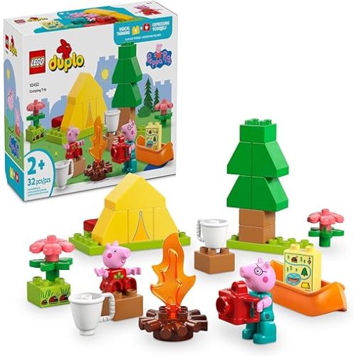 LEGO DUPLO Peppa Pig Camping Trip Toddler Learning Toy - Sensory Toy for Creative and Developmental Play - Fun Birthday Gift for Peppa Pig Fans, Kids, Girls, Boys, Ages 2+ - 10452
