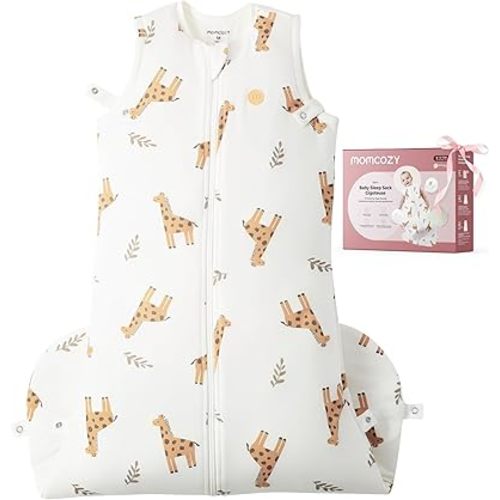 Momcozy Sleep Sack for Baby 0-6 Months, 1.5 TOG Baby Wearable Blanket with Supportive Plush Filling, Two-Way Zipper for Easy Diaper Changes, Snap-Fit Design for Growing Babies, Small, Giraffe