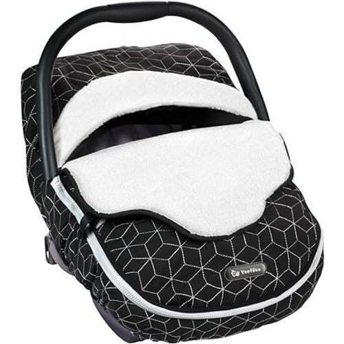 Yoofoss Baby Car Seat Cover Winter Carseat Canopies Cover to Protect Baby from Cold Wind Infant Boys Girls (Black)