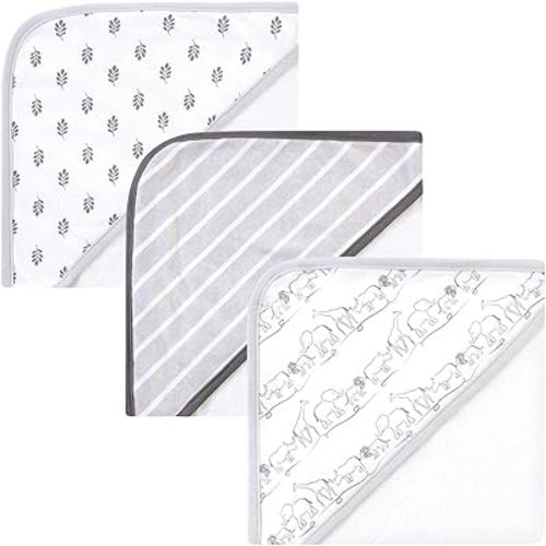 Touched by Nature Unisex Baby Organic Cotton Hooded Towels, Safari, One Size