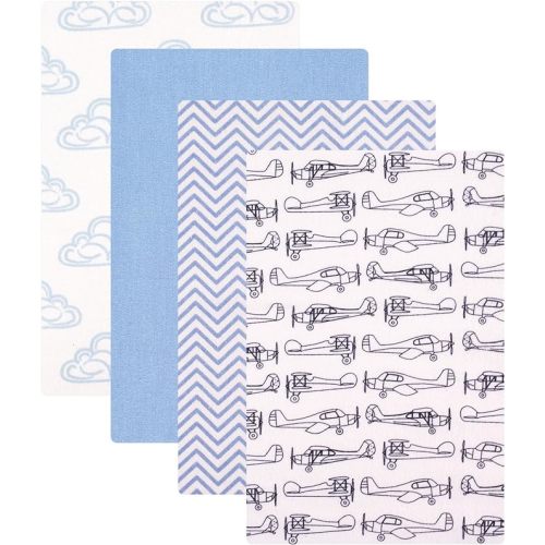 Hudson Baby Unisex Baby Cotton Flannel Receiving Blankets, Airplane, One Size