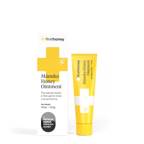 First Honey Wound Healing Ointment 0.5 oz | 100% Active Leptospermum | Fast Relief & Skin Repair | Manuka Honey from New Zealand Antibiotic Free Burn Care, Scar Gel, Dressing Aid