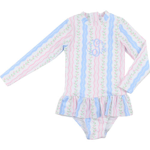 Rosebud Stripe Ruffle Swimsuit